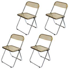 Contemporary Acrylic Open Back Folding Armless Chair for Dining Room Dining Chairs