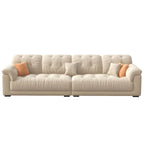 Beige polyester blend sofa with tufted back and pillow top arms, modern and comfortable seating