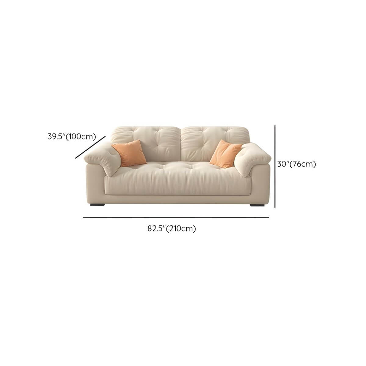 Beige polyester blend sofa with tufted back and pillow top arms, modern and comfortable seating