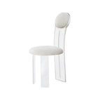 Contemporary upholstered dining chair with clear acrylic frame for kitchen seating
