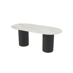 Oval dining table with imitation marble top, stylish simplicity design for home furniture