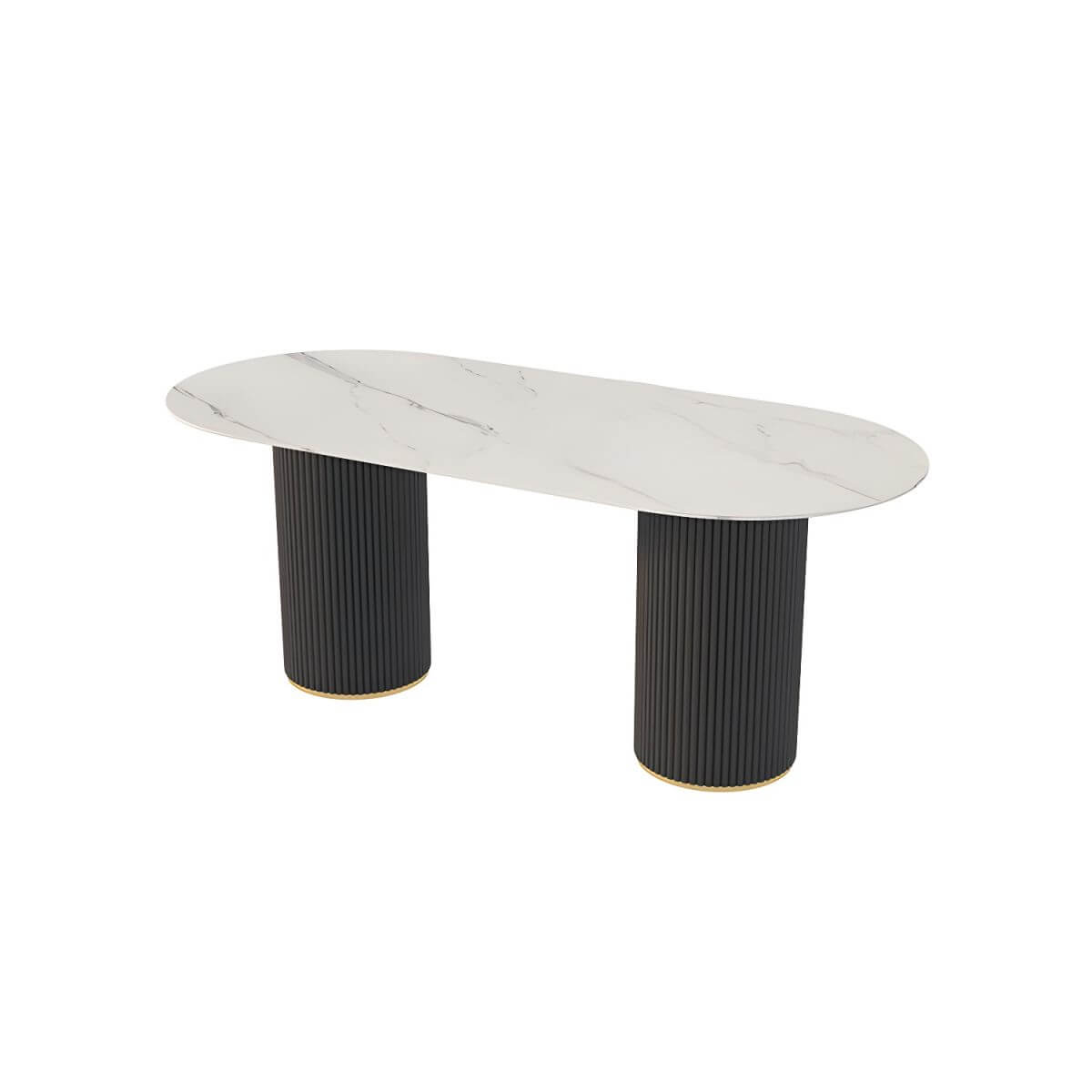 Oval dining table with imitation marble top, stylish simplicity design for home furniture