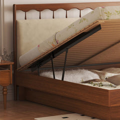 Vintage Storage Bed Solid Wood Floating Bed with Large Storage