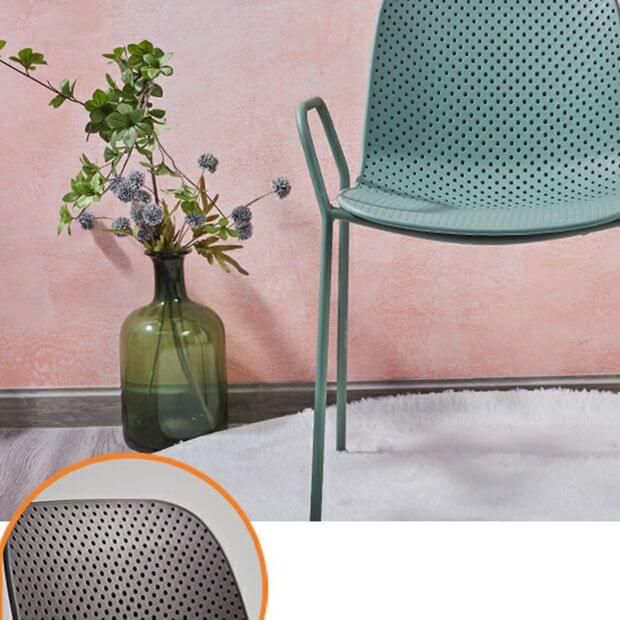 Scandinavian stackable kitchen chair with plastic and acrylic seat and metal legs