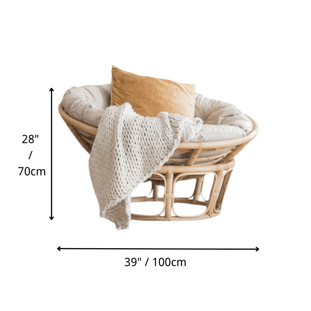 Comfortable Nordic design papasan lounge chair made with durable rattan material