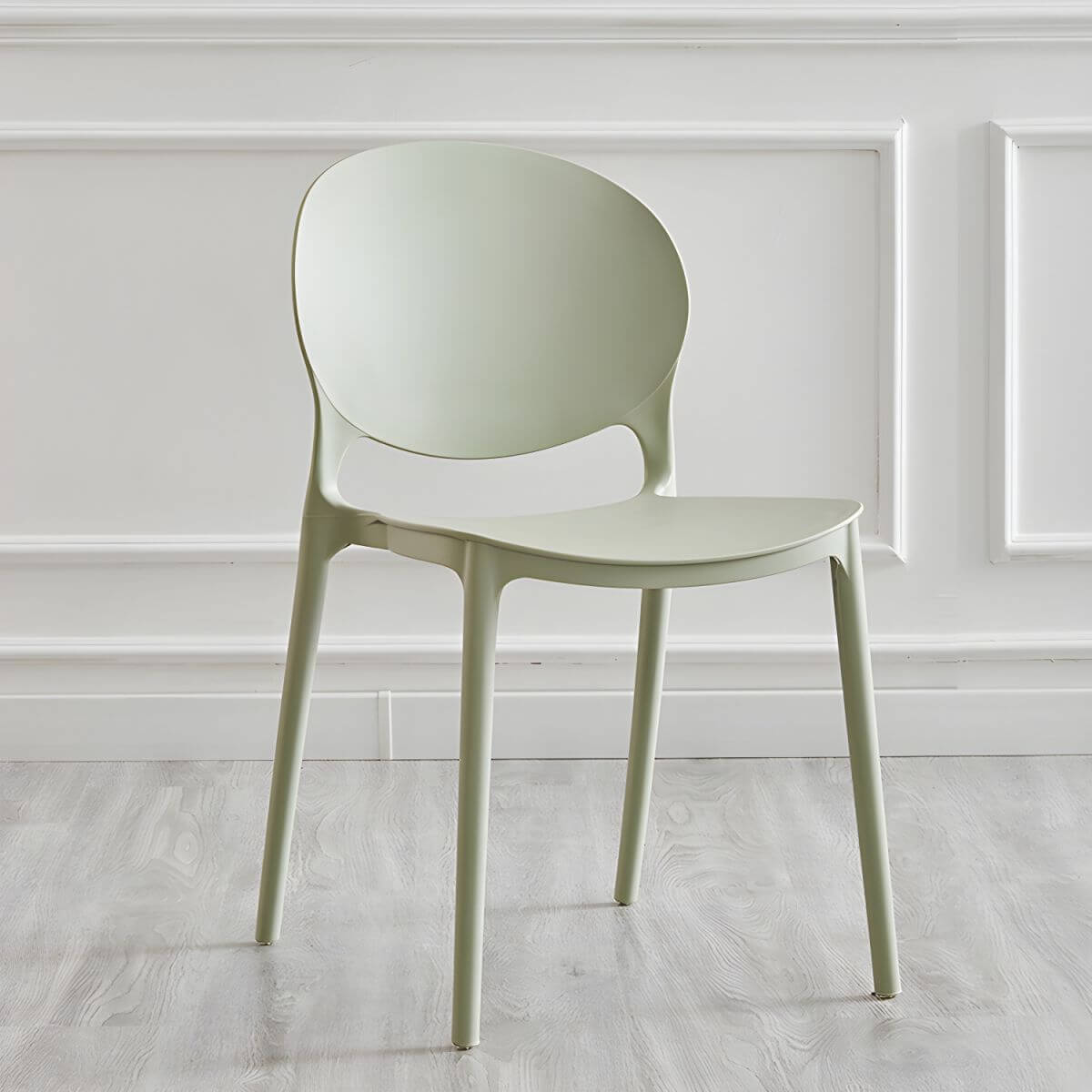 Modern acrylic dining side chair with open back, 32 inches tall, ideal for restaurant seating