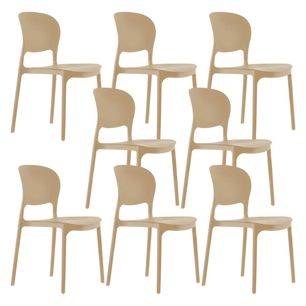 Stackable modern side chair with low back made of plastic and acrylic, perfect for contemporary dining
