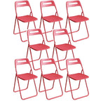 Modern collapsible open back side chair made of plastic and acrylic, ideal for kitchen and dining areas