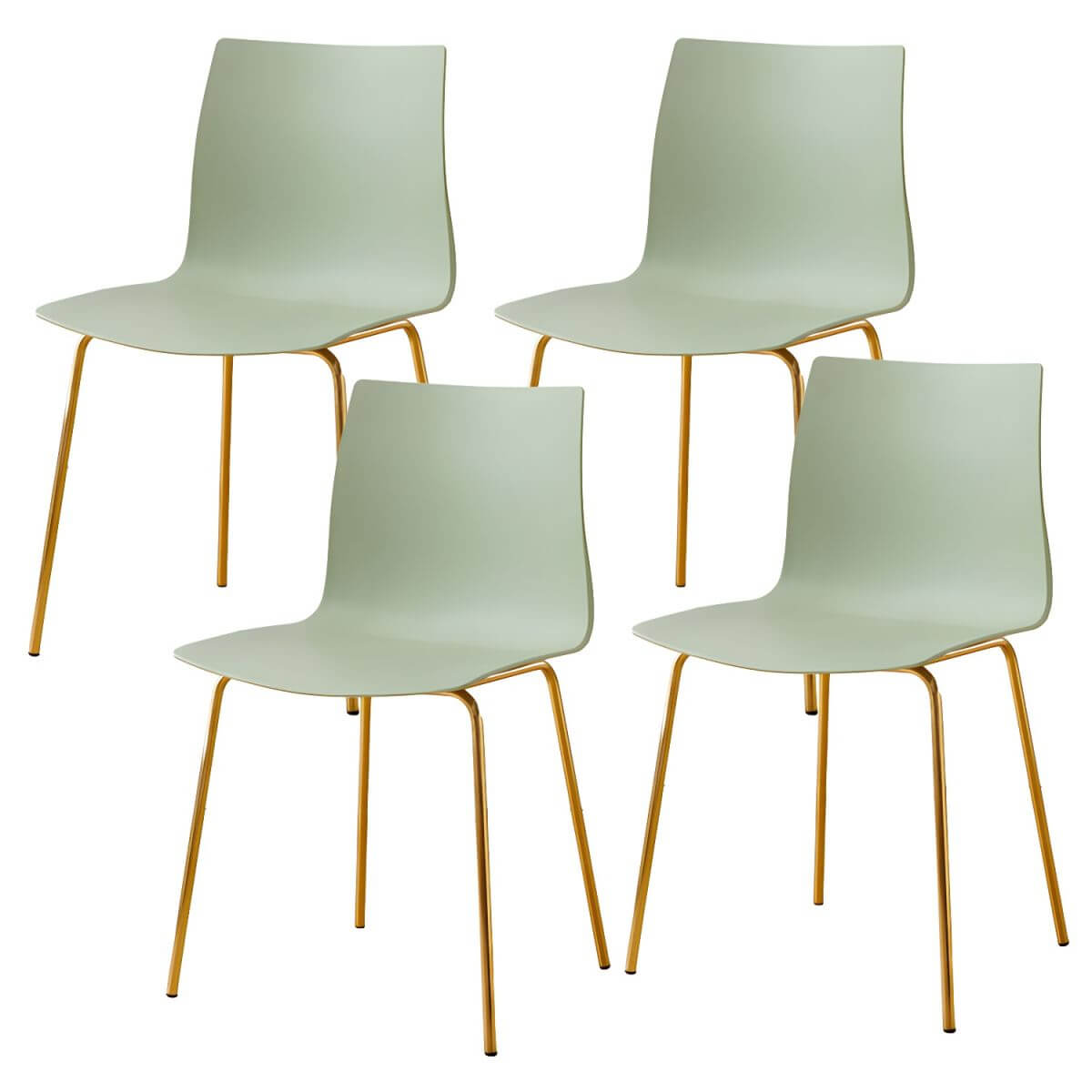 Modern plastic and acrylic side chair with metal legs, ideal for kitchen and dining rooms