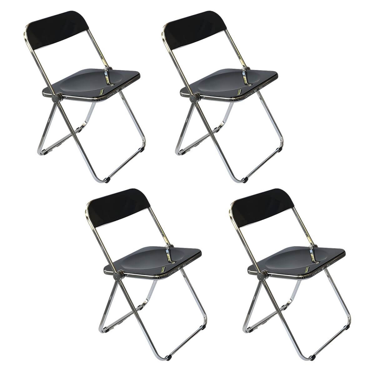 Scandinavian style dining chair with silver metal legs and plastic acrylic seat