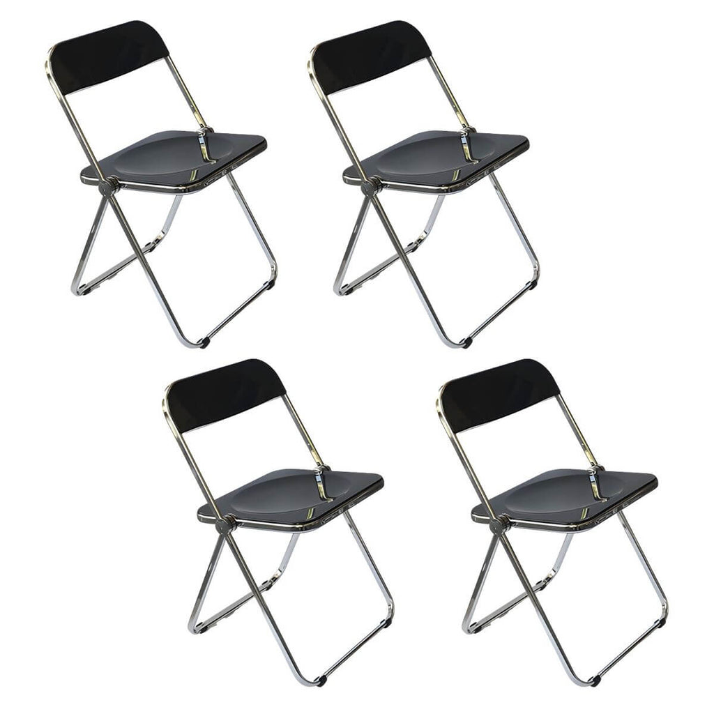 Scandinavian style dining chair with silver metal legs and plastic acrylic seat