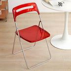 Modern collapsible open back side chair made of plastic and acrylic, ideal for kitchen and dining areas