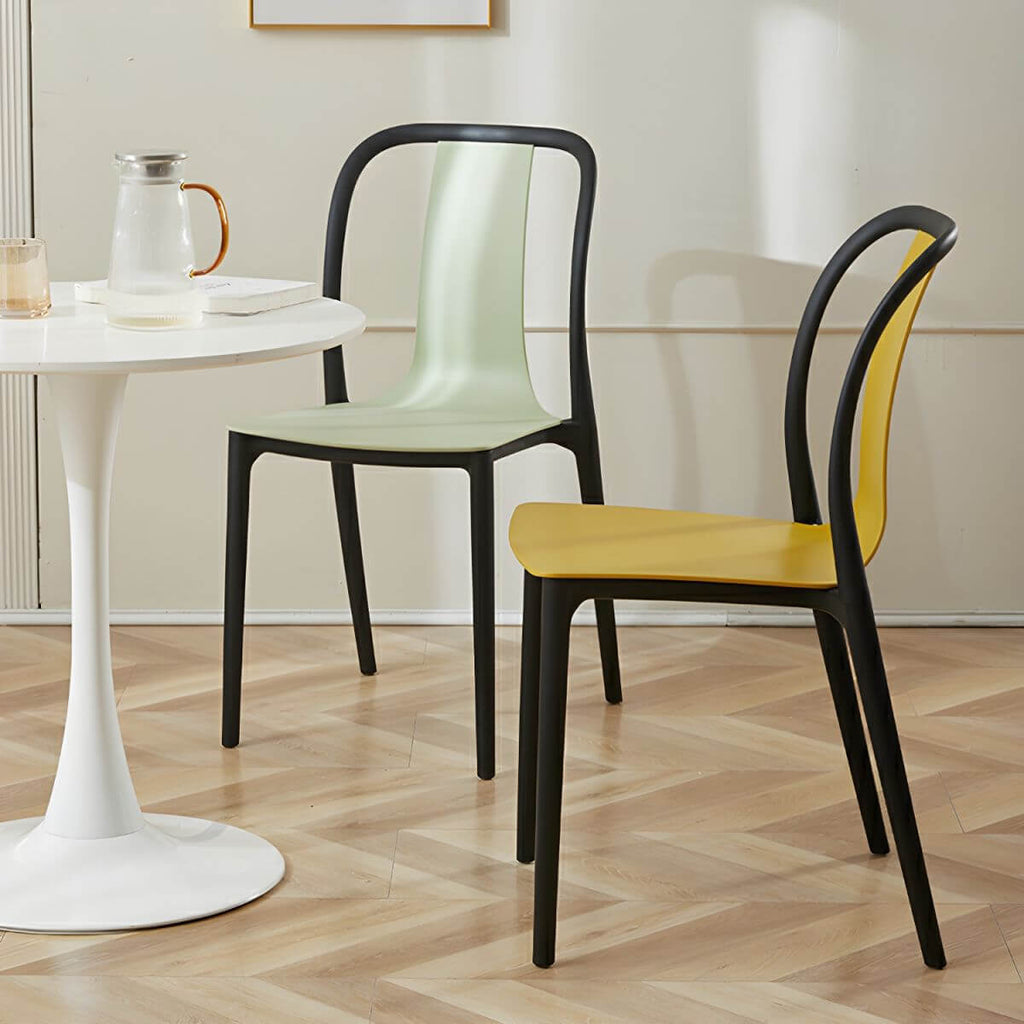 Low-back plastic and acrylic side chair with modern style for kitchen and dining areas