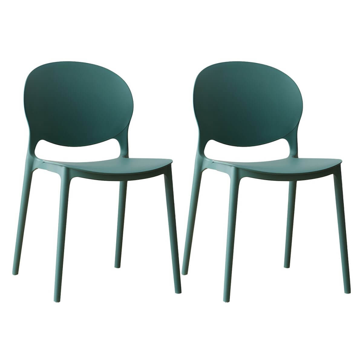 Scandinavian plastic dining chair with open back and four legs, ideal for home use