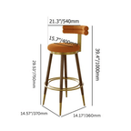 Eye-catching MidCentury Modern Orange Bar Height Stool with Backrest (Set of 2) and Luxurious Velvet Upholstery