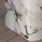 Oval multicolor marble dining table set with contemporary design for dining rooms