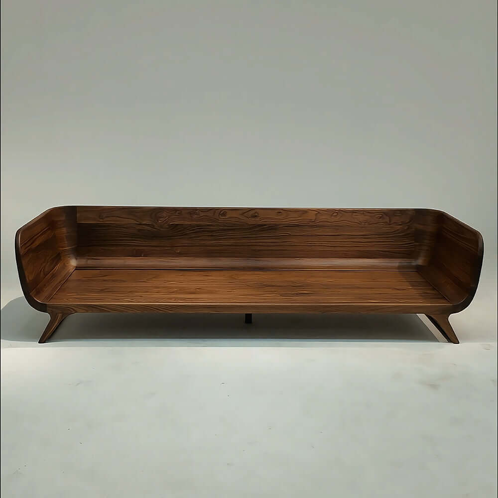 Cocochairs Modern Walnut Solid Wood Straight Sofa – Removable Cushions, Mid-Century 3-Seater Couch for Living Room