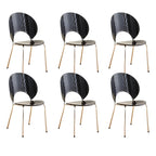 Stackable Scandinavian style dining chair with plastic seat, acrylic back, and silver legs