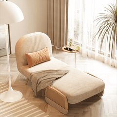 Elegant Folding Lounge Chair with Retro Rattan Accents