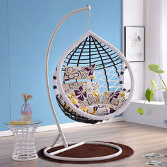 Heat Resistant Metal Porch Swing with Cushions, Chain, and Stand Porch Swings
