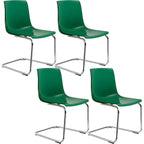 Scandinavian style plastic and acrylic dining side chair with silver legs, non-upholstered design