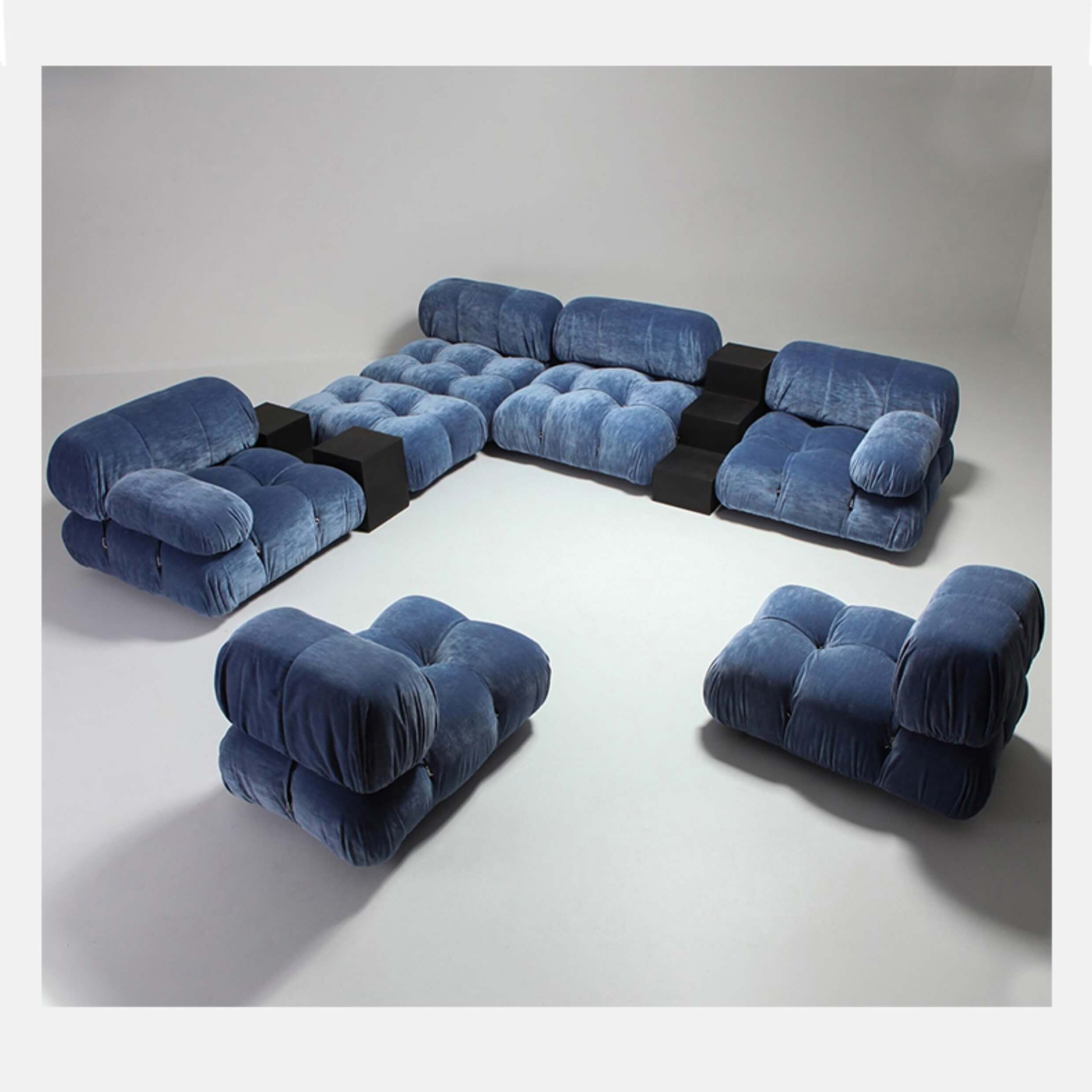 Velvet 3-seater sofa with left or right hand facing chaise, perfect for stylish living rooms