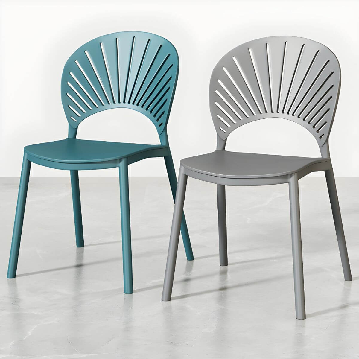 Scandinavian style plastic and acrylic side chair with low back for kitchen and dining