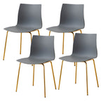 Modern plastic and acrylic side chair with metal legs, ideal for kitchen and dining rooms
