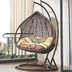 Oxidation resistant tropical magenta and grey basket alloy framed porch swing with stand and cushions