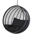 Climate-resistant metal porch swing with cushions, chain, and stand in unfinished color