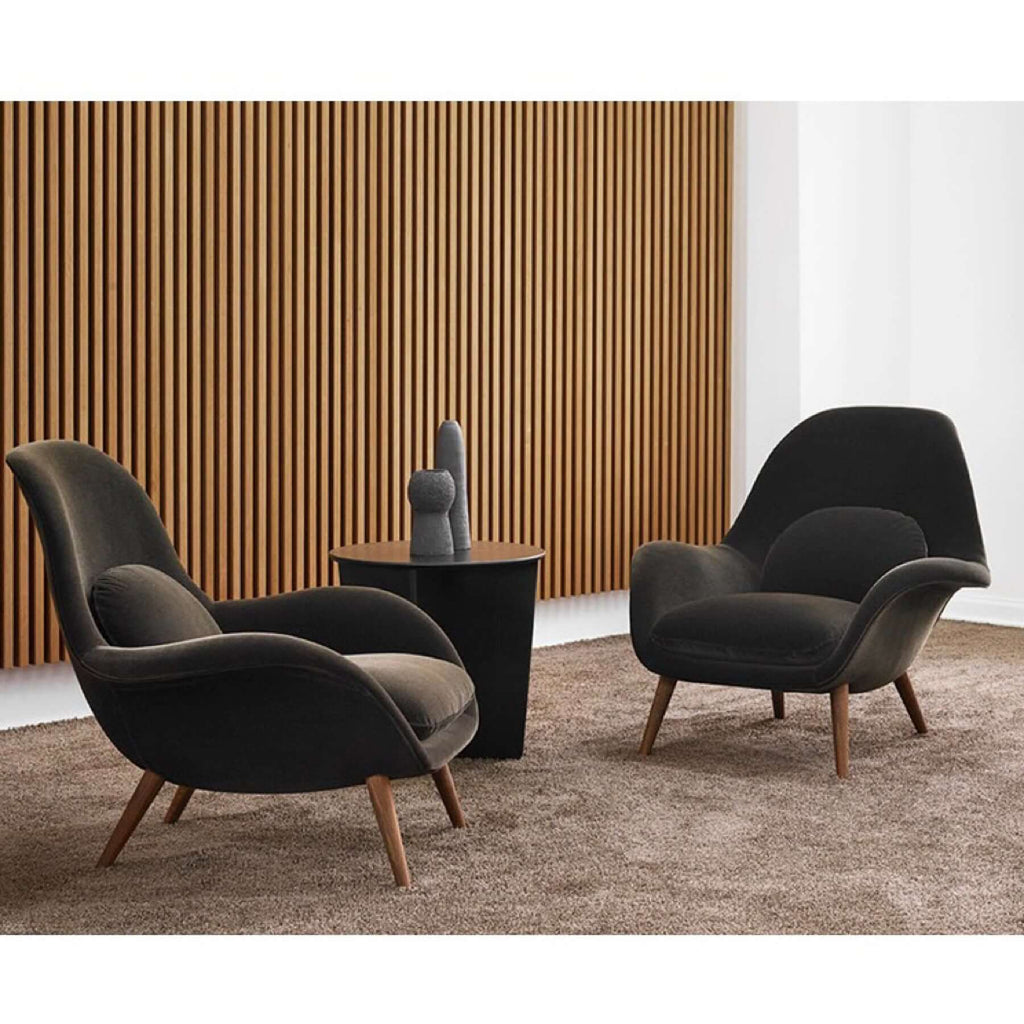 Nordic modern single sofa lounge chair with velvet fabric cushion and ottoman set