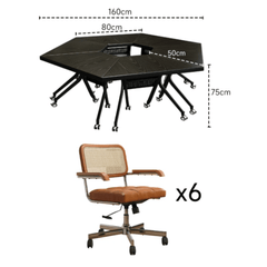 Sleek Black Folding Conference Table with 360° Casters - Ideal for Dynamic Workspaces
