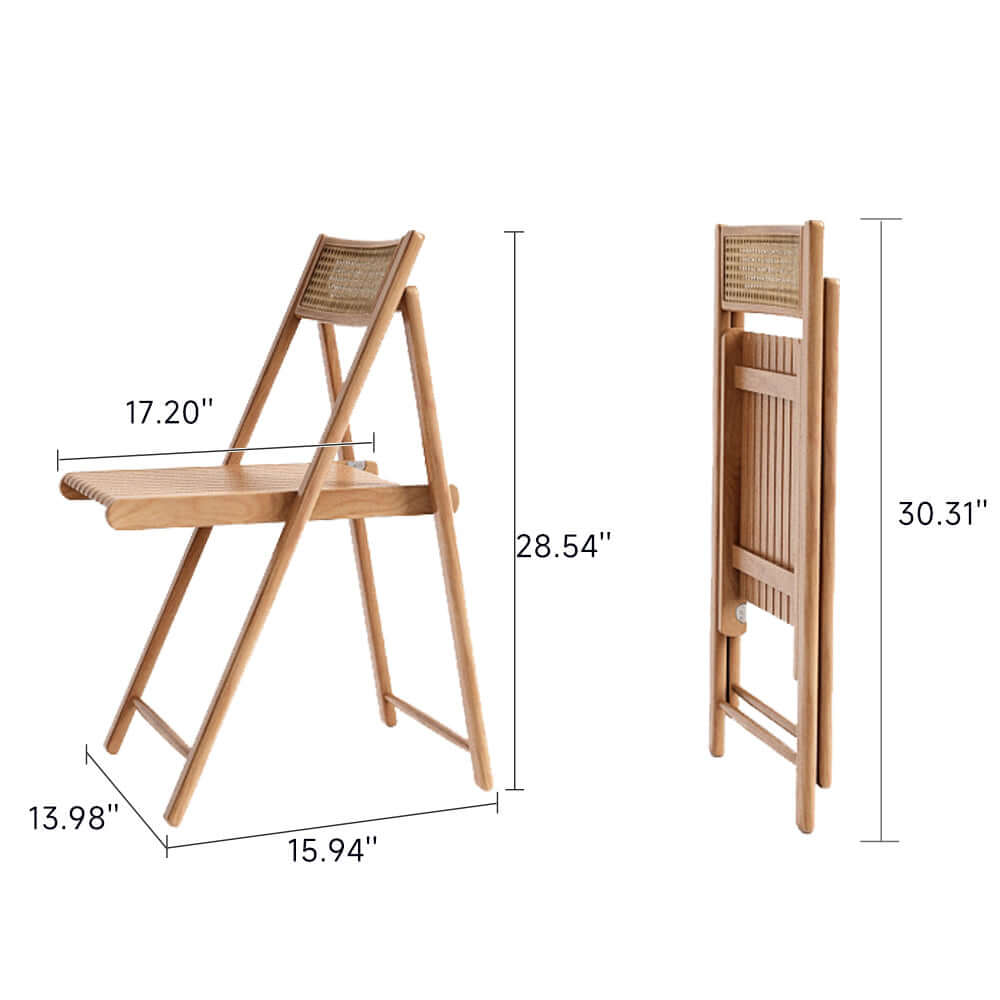 Foldable solid wood dining table and chairs set with built-in storage space for compact living