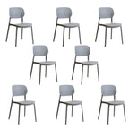 Stackable Scandinavian style plastic and acrylic side chair with low back for dining