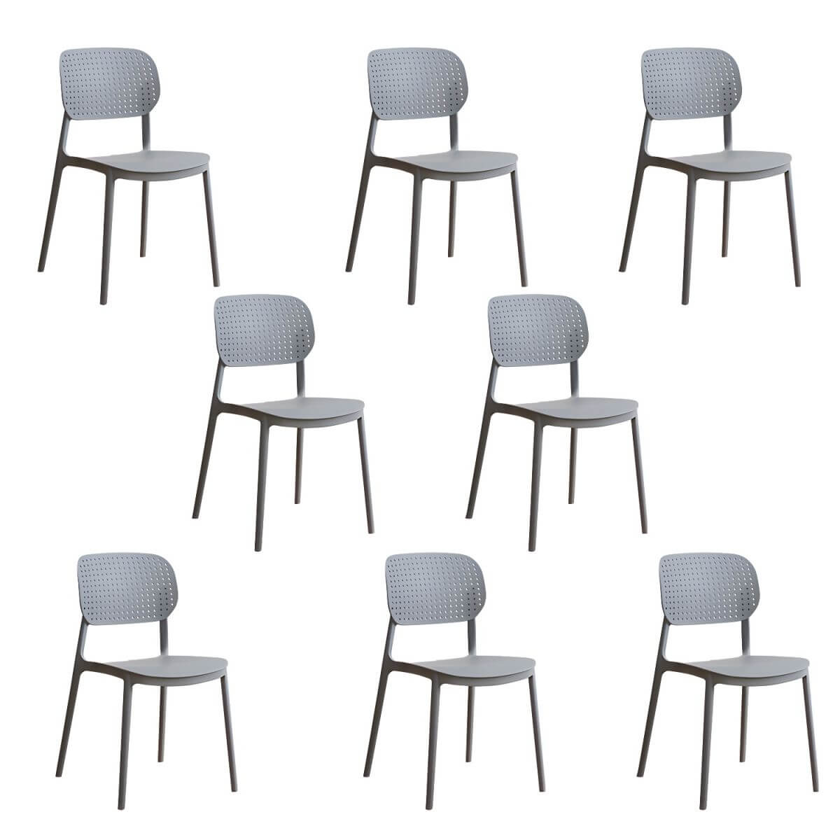 Stackable Scandinavian style plastic and acrylic side chair with low back for dining