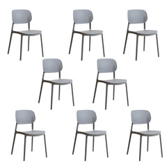 Scandinavian Style Stackable Plastic & Acrylic Side Chair with Low Back Dining Chairs