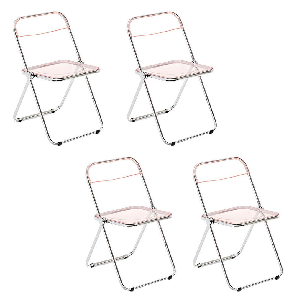 Scandinavian style dining chair with silver metal legs and plastic acrylic seat