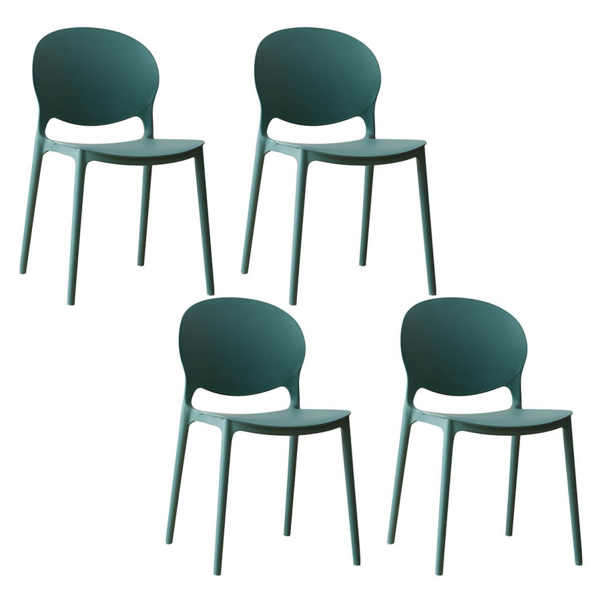Scandinavian plastic dining chair with open back and four legs, ideal for home use