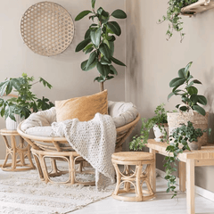 Natural Rattan Papasan Chair - Cozy Lounge Sofa