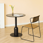 Round terrazzo table ideal for dining or office use with versatile design