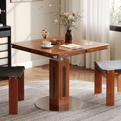 Solid Wood Square to Round Convertible Foldable Dining Table