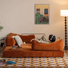 Corduroy Fabric 78.7" Compressed Sofa Bed Free DIY Couch with 3 Stainless Steel Frames