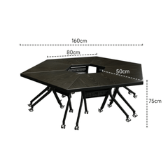Sleek Black Folding Conference Table with 360° Casters - Ideal for Dynamic Workspaces