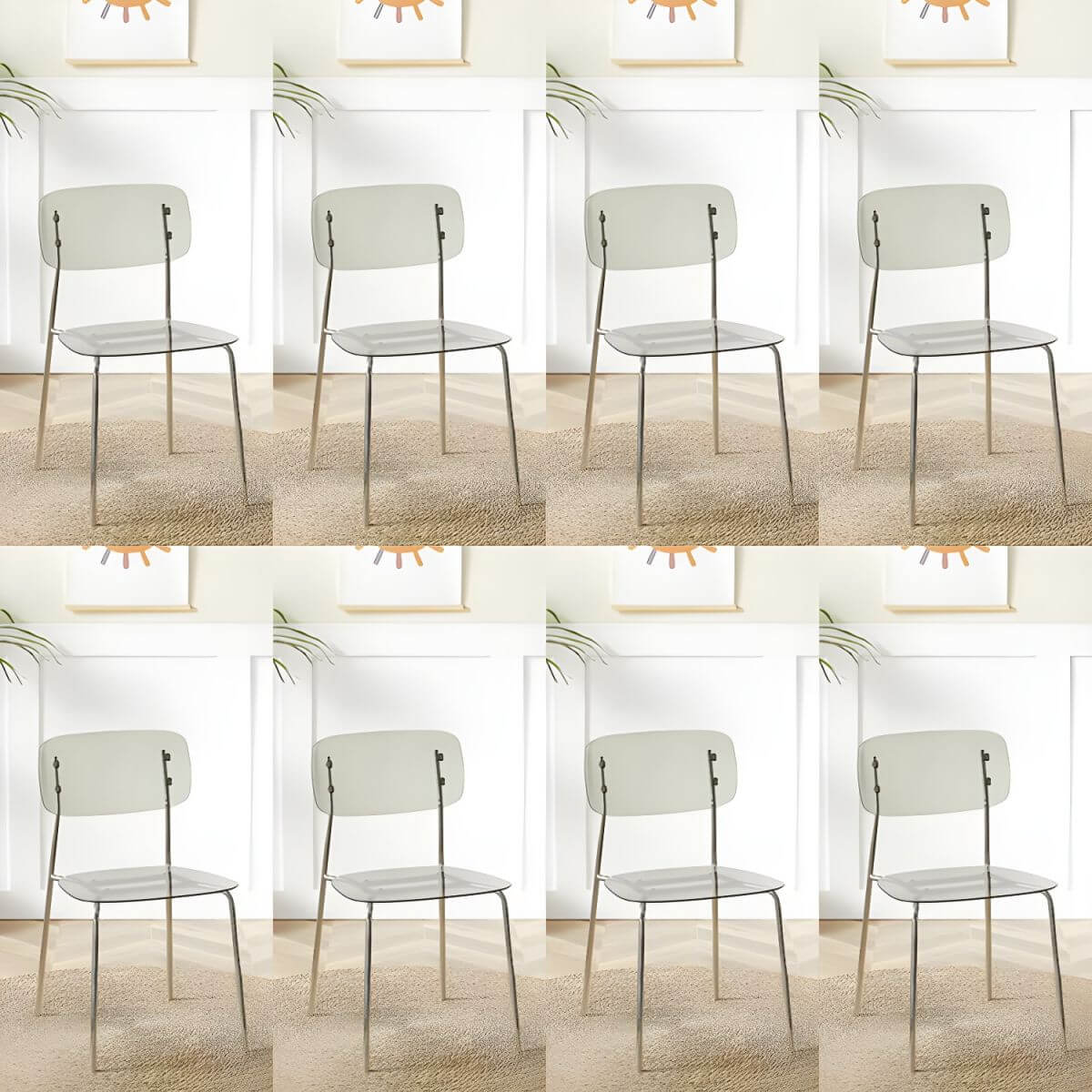 Transparent acrylic dining chair with modern design, perfect for living room and kitchen seating