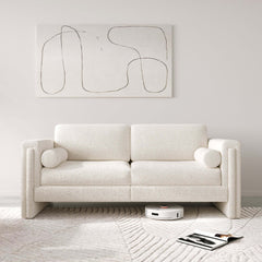 Modern Single Upholstered Sofa Armchair Teddy Fabric or Cotton Linen Blend Options
