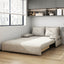 White polyester blend sleeper sofa with metal frame and casters, modern futon for versatile seating