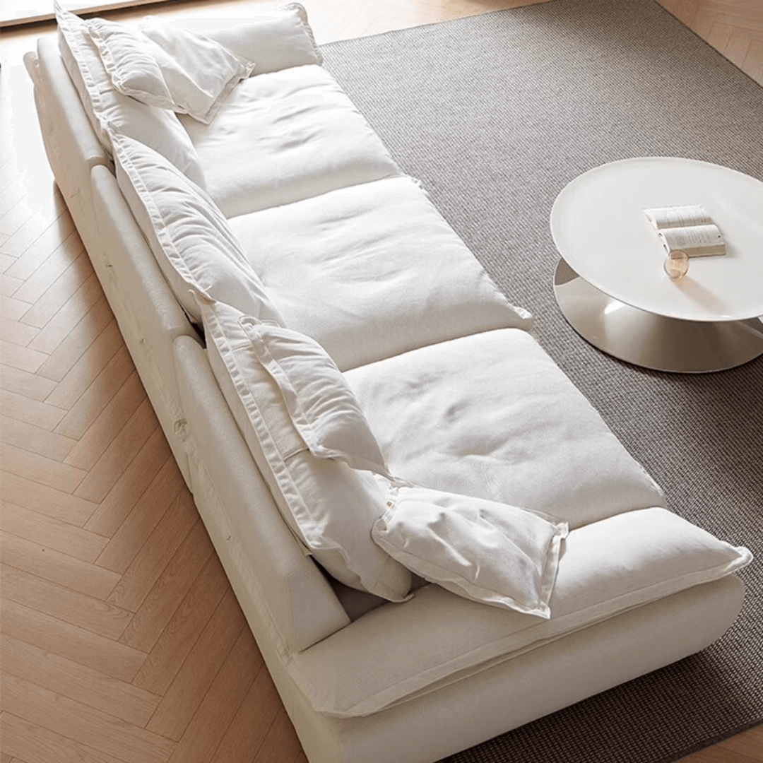 Ultra wide deep cream sailboat sofa with luxury modern minimalist design