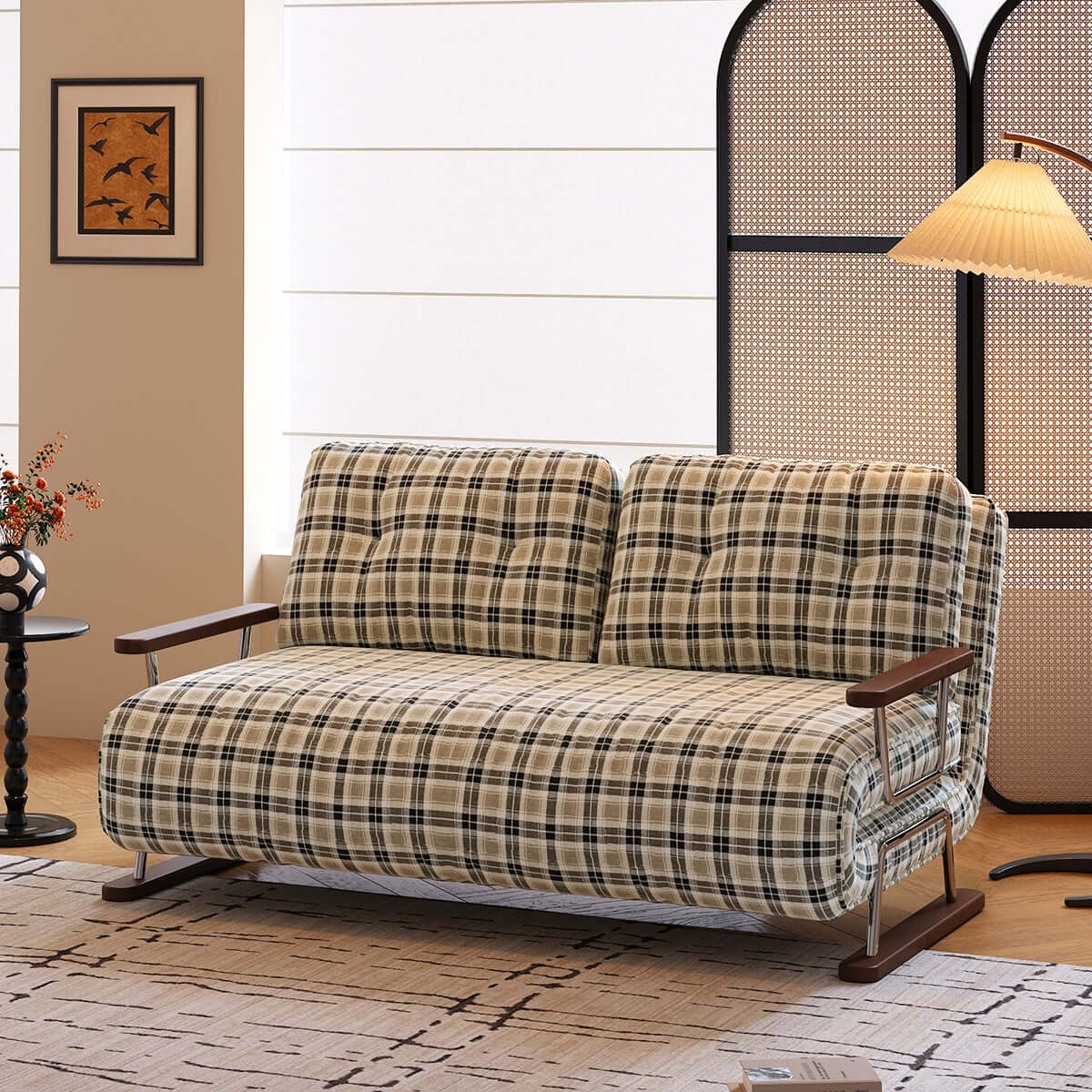 Cocochairs Checkered Sleeper Sofa – 4-in-1 Convertible Folding Chair Bed for Small Spaces