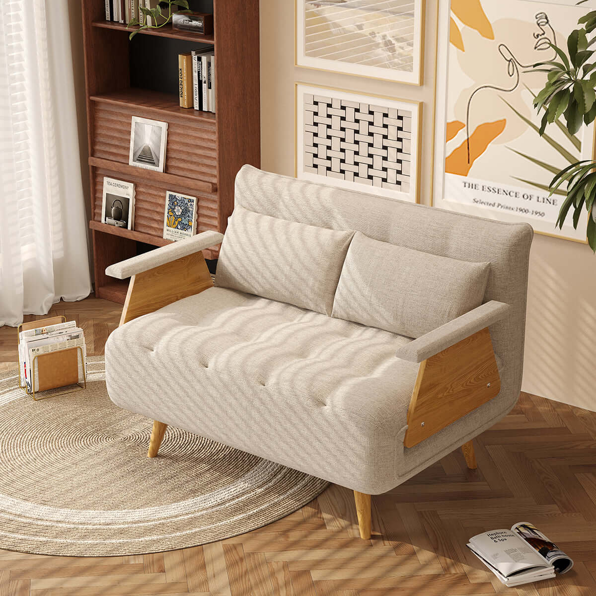 3-in-1 folding sofa chair bed with armrests, available in three sizes for versatile seating and sleeping