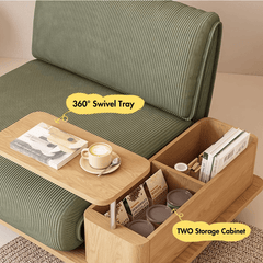 Multi-functional sleeper sofa with built-in storage and table